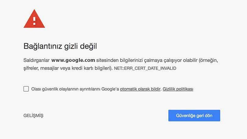 bağlantınız gizli değil