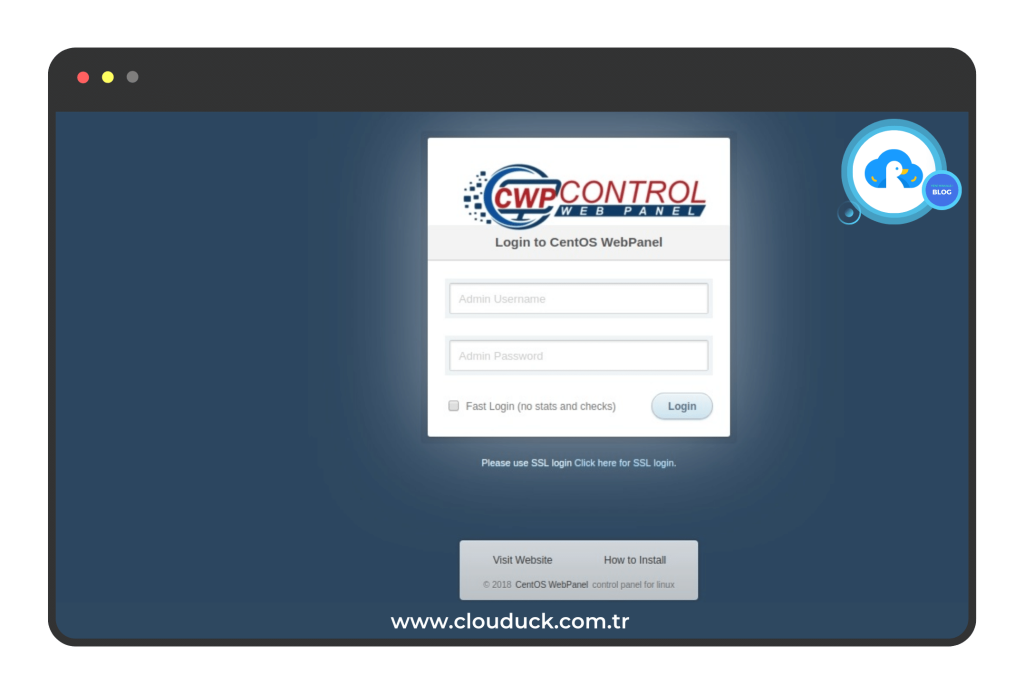 CentOS Web Panel Nedir? Kurulumu ve Kullanımı Rehberi 2 centos web panel login sayfası